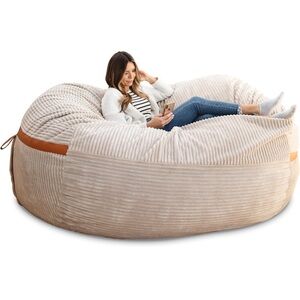 Cozy Cream Corduroy Bean Bag Chair